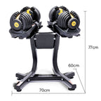 Powertrain 48KG Adjustable Dumbbell Set With Stand - Gold