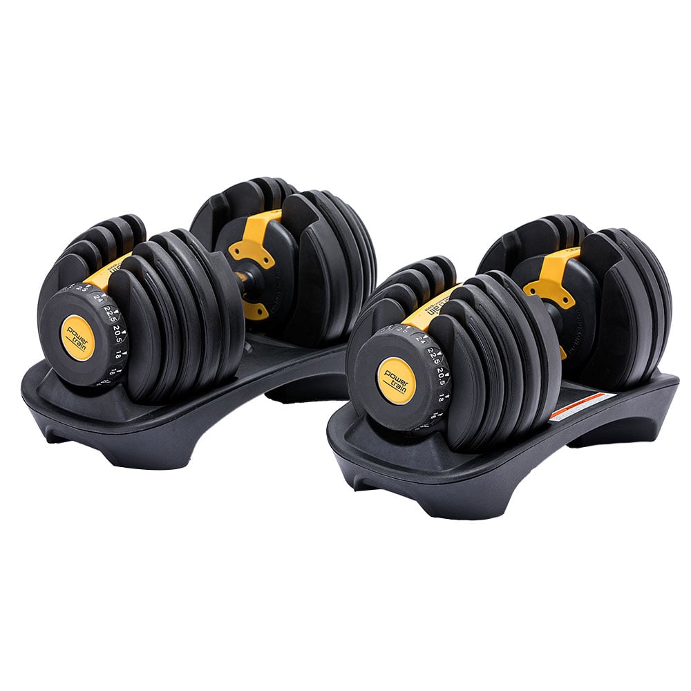 Powertrain 48kg Adjustable Dumbbell Home Gym Set Gold