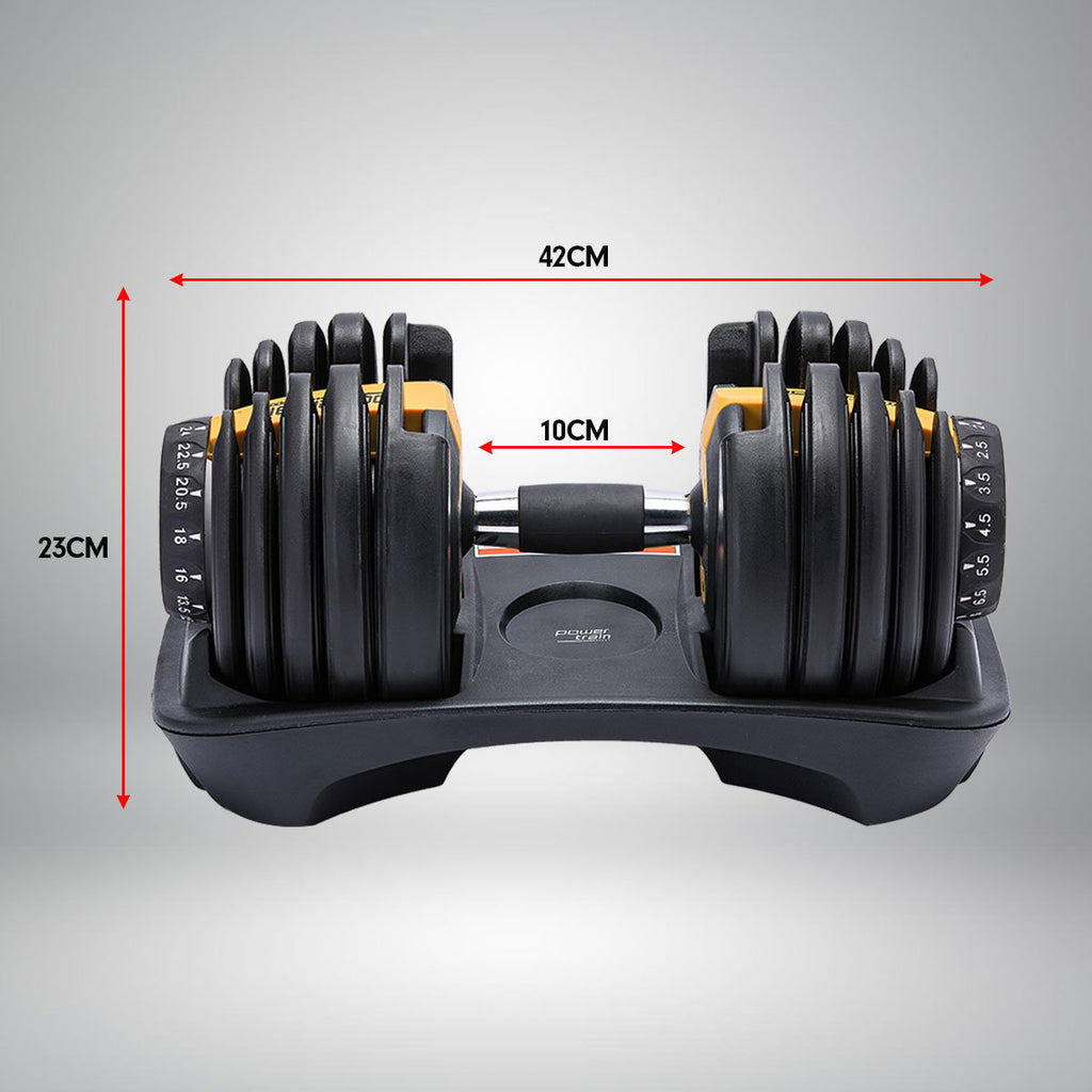 Powertrain 48kg Adjustable Dumbbell Home Gym Set Gold