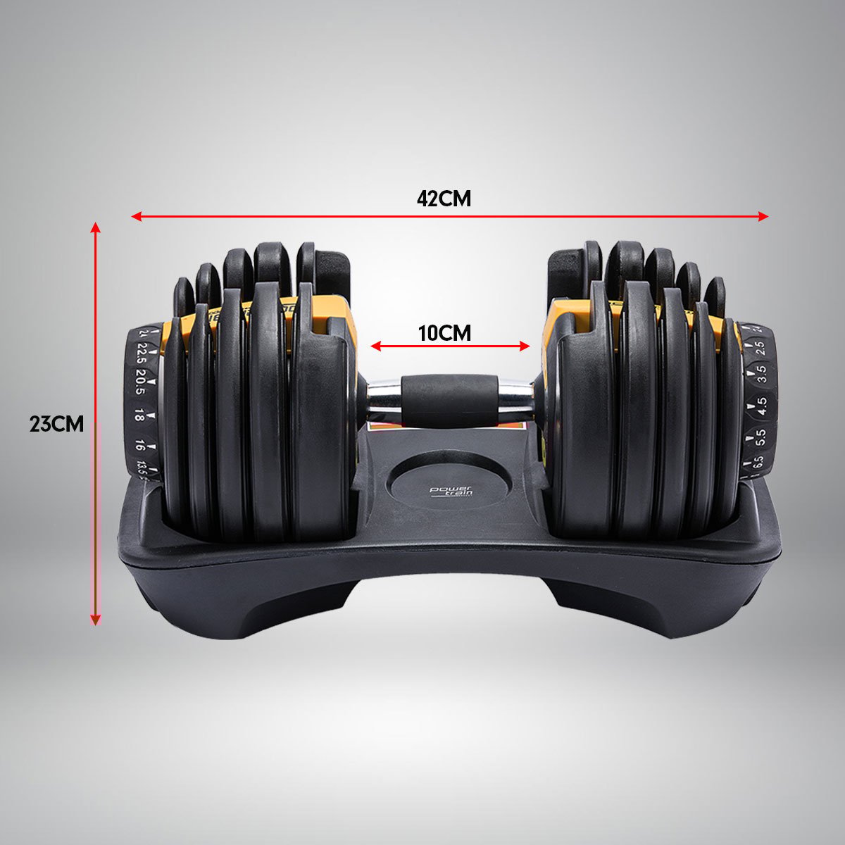 Powertrain 48kg Adjustable Dumbbell Home Gym Set Gold
