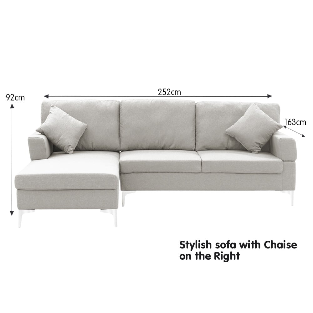 Sarantino Light Grey Linen Corner Sofa