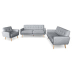 Sarantino Light Grey 6-Seater Linen Sofa Set