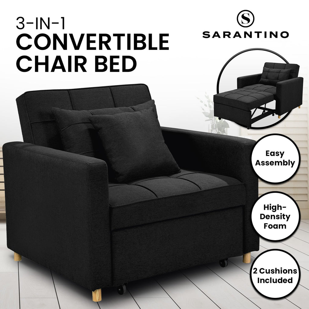 Sarantino Suri 3-in-1 Convertible Sofa Chair Bed Lounger