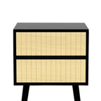 Sarantino Ivan Bedside Table Night Stand - Black/natural