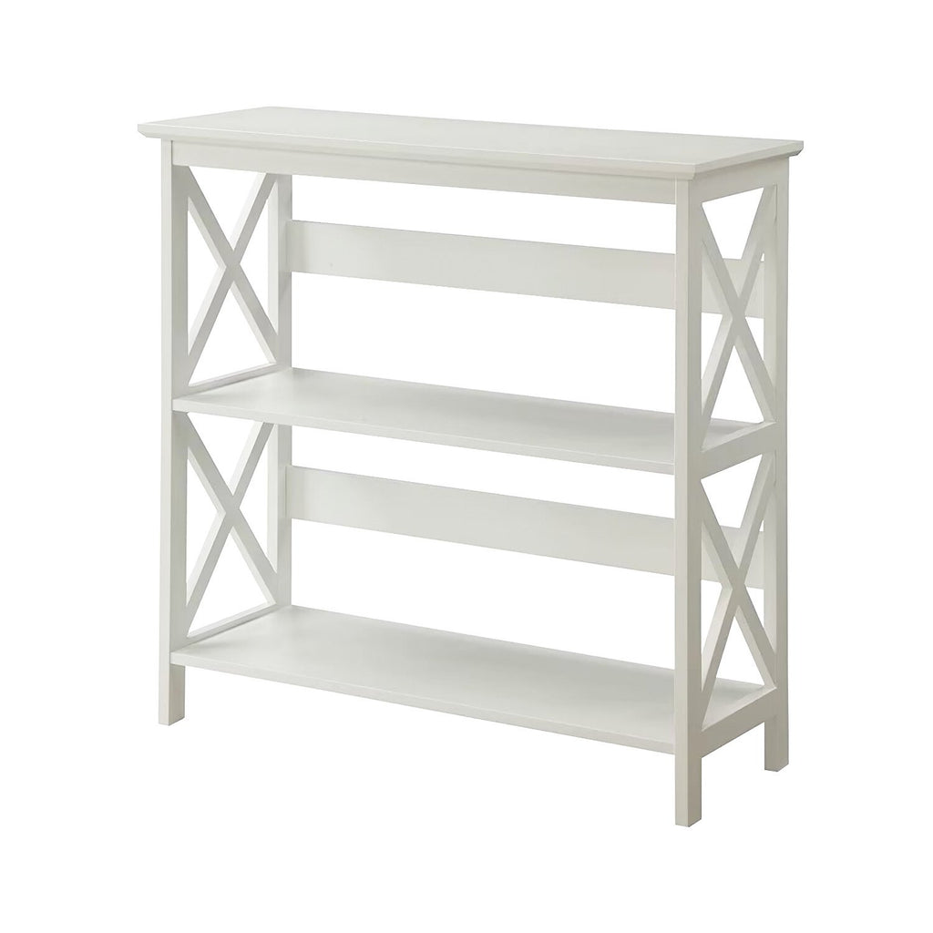 Sarantino Lucas Modern 3-Tier Bookshelf in White
