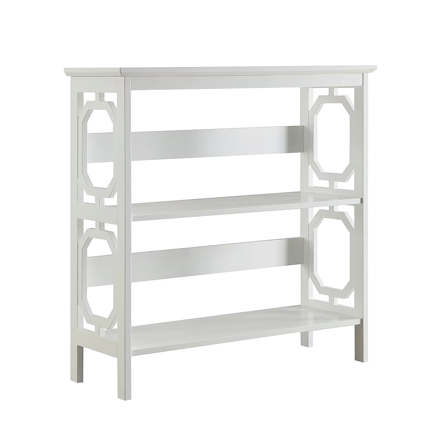 Sarantino Laurel Elegant 3-Tier Bookshelf in White