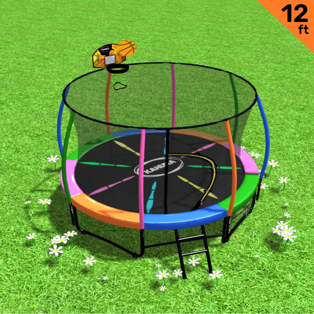 Kahuna 12ft Rainbow Outdoor Trampoline Set