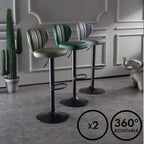 Sleek Adjustable PU Leather Swivel Bar Stools