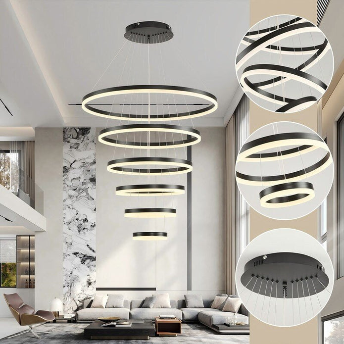 BAMDECOR A18815 Nordic Six-Ring Pendant Chandelier