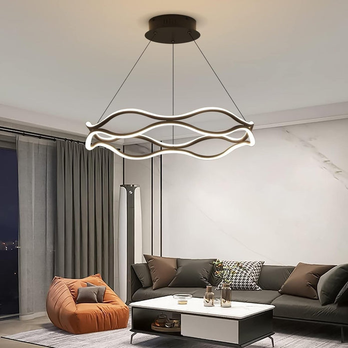 BAMDECOR Modern Wavy Black Aluminum Light Fixture