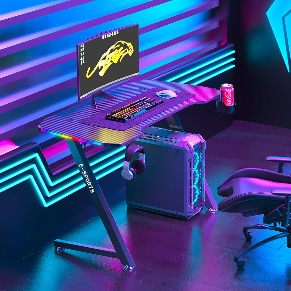 Z-Shaped Professional Gaming Desk with RGB Lighting