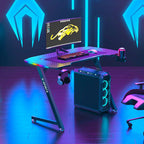 Z-Shaped Professional Gaming Desk with RGB Lighting