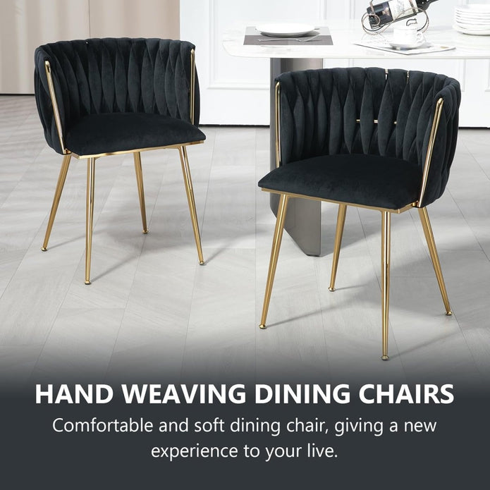 Modern Hand-Woven Velvet Dining Accent Chair