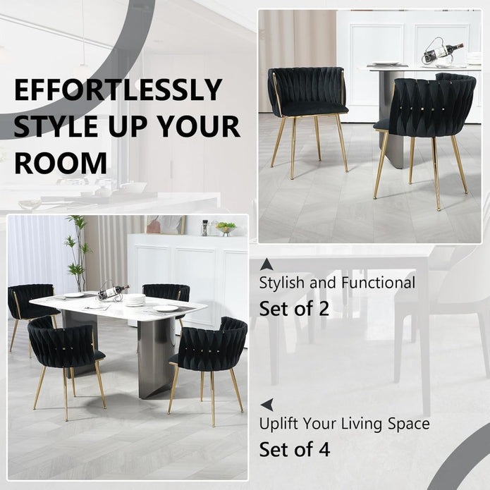 Modern Hand-Woven Velvet Dining Accent Chair