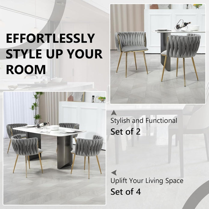 Modern Hand-Woven Velvet Dining Accent Chair