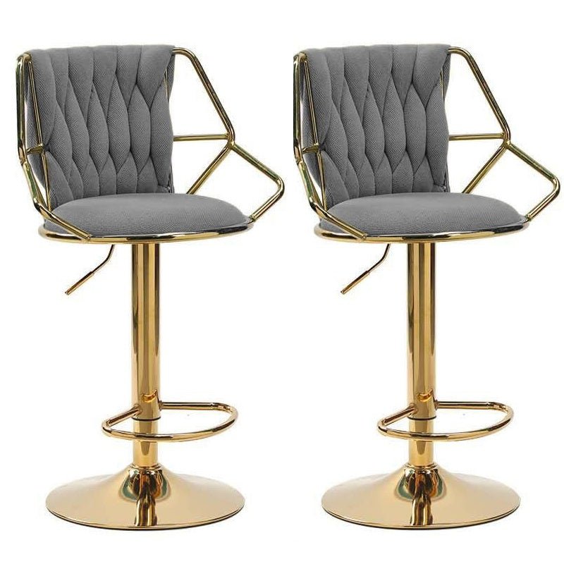 Elegant Velvet Barstools with Golden Base
