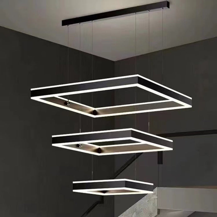 Modern Adjustable LED Square Pendant Chandelier