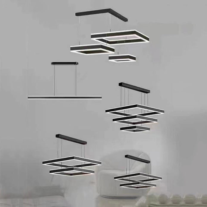Modern Adjustable LED Square Pendant Chandelier