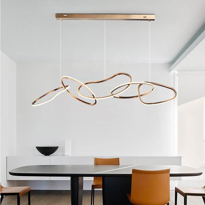Nordic Minimalist Rose Gold LED Pendant Chandelier