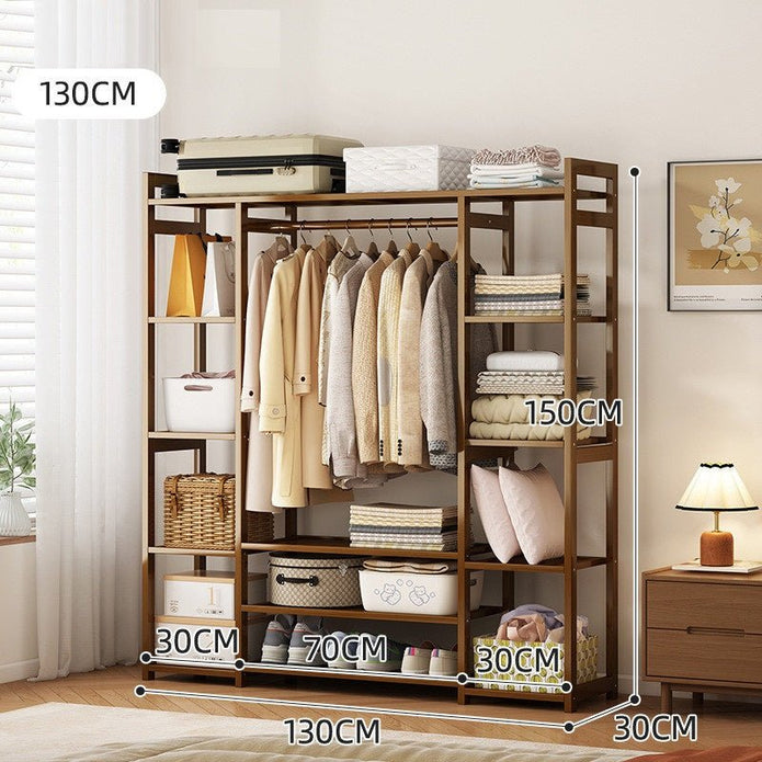 Elegant Bamboo Clothes Rack with Shelves