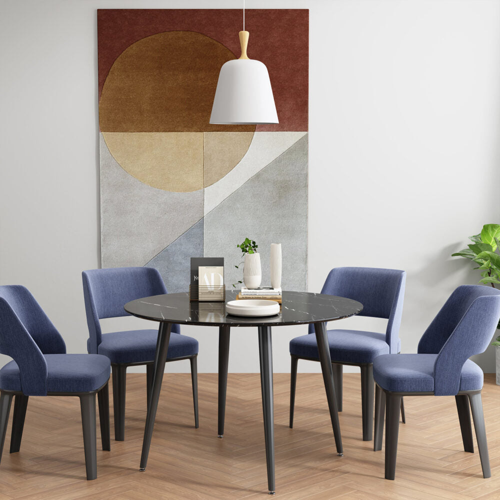 Elegant Marble Effect Round Dining Table