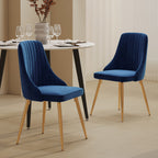 Grey Rectangular Dining Table with 4x Blue Velvet Chairs