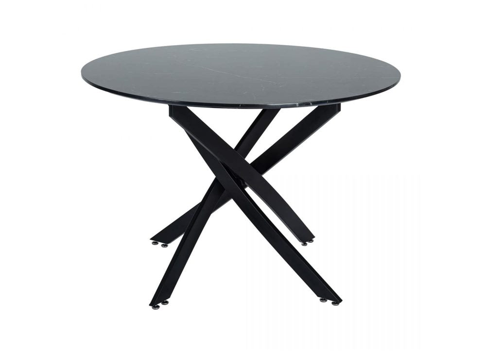Elegant Black Marble-Effect Dining Table