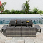 Bali 13PC Grey Rattan Outdoor Dining Set
