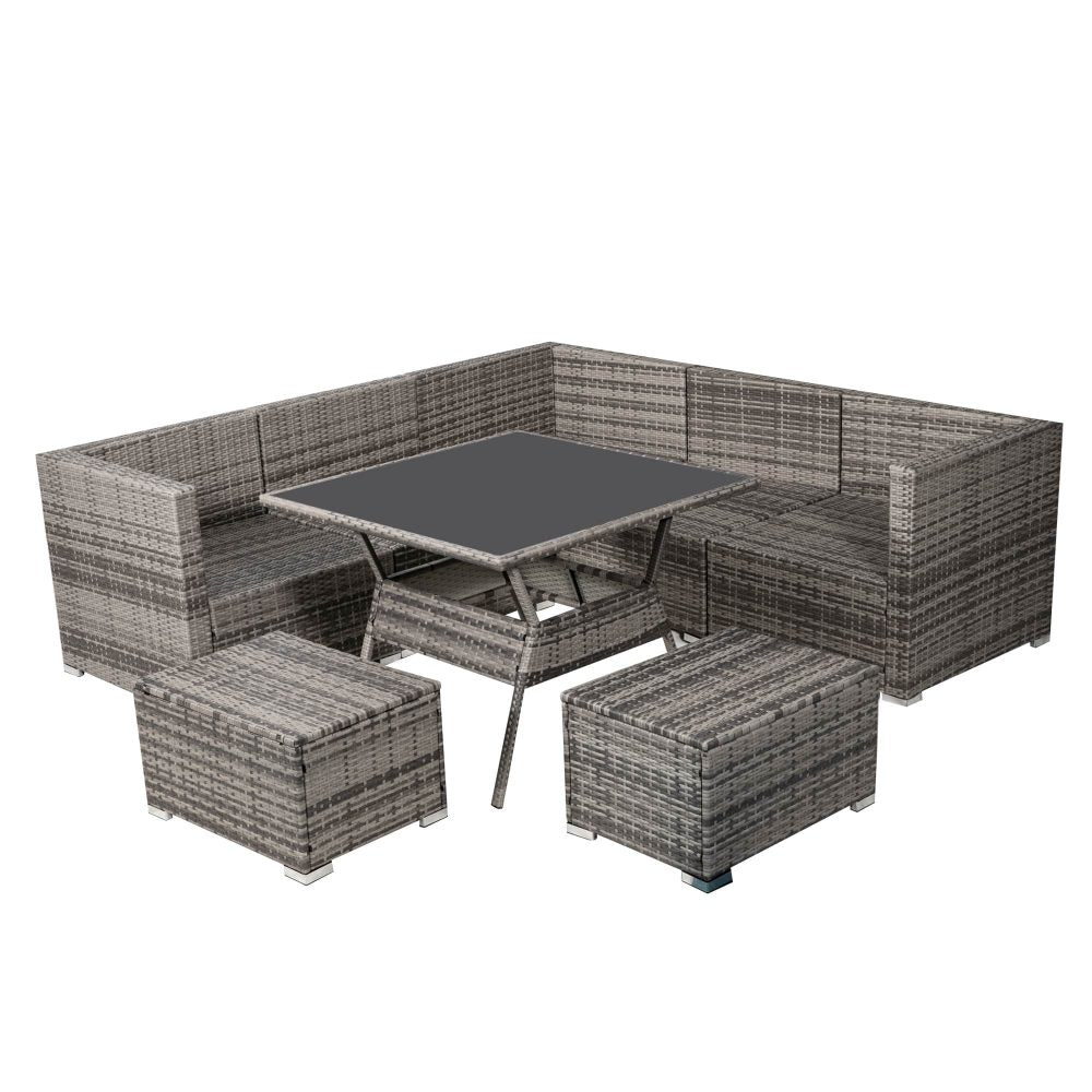 Elegant Grey 8-Piece Outdoor Dining Set