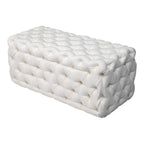 Elsa Tufted Ottoman - Beach Boucle White