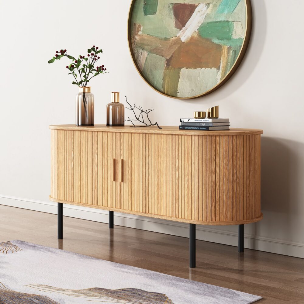 Ribbed Ripple Sideboard with Sliding Doors