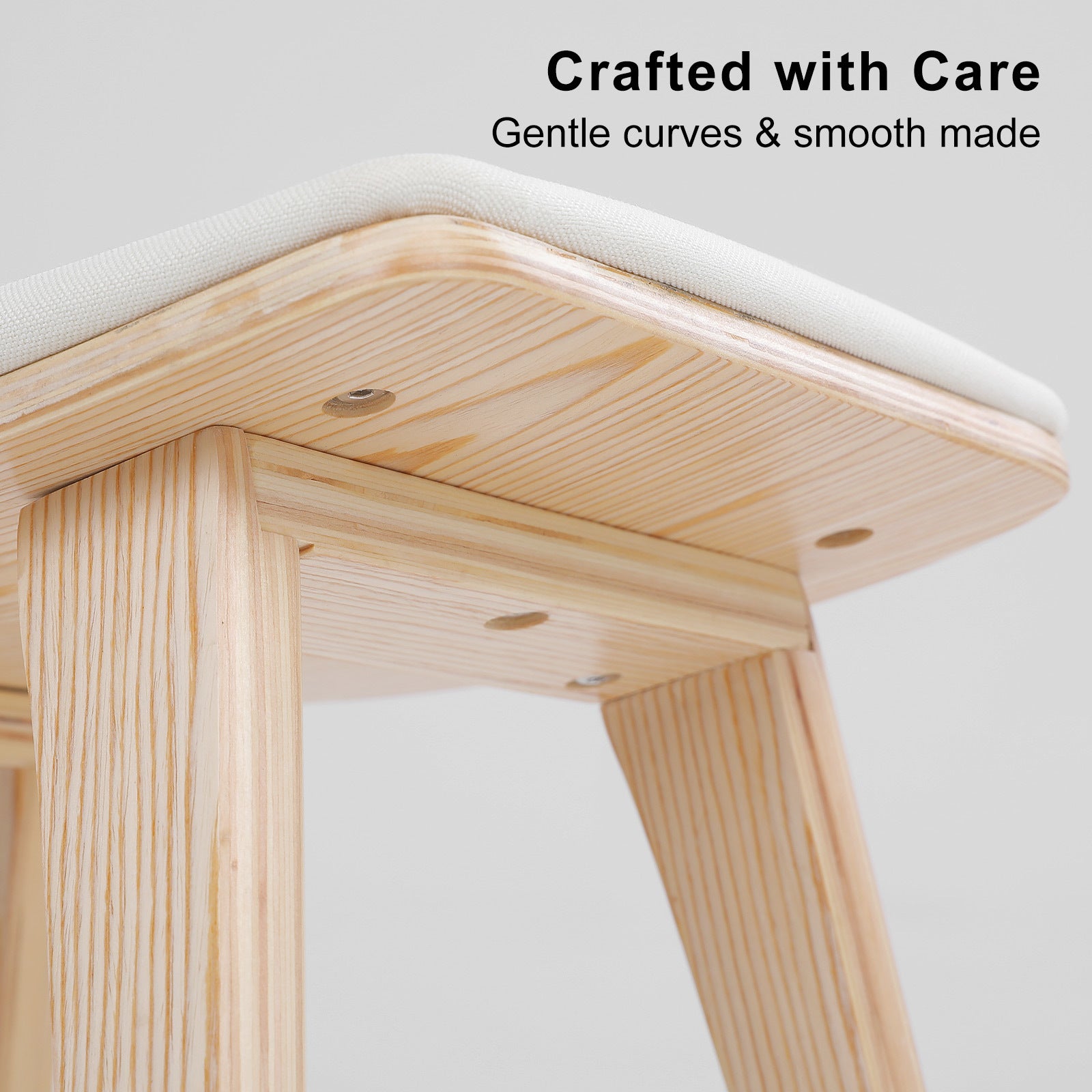 KANSO Wooden Bar Stool Set with Padded Seat