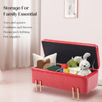 La Bella Red PU Leather Storage Ottoman