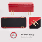 La Bella Red PU Leather Storage Ottoman