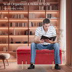 La Bella Red PU Leather Storage Ottoman