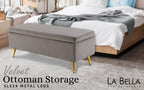 La Bella Grey Velvet Storage Ottoman