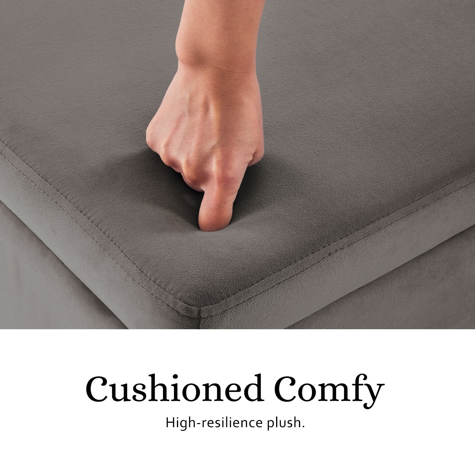 La Bella Grey Velvet Storage Ottoman