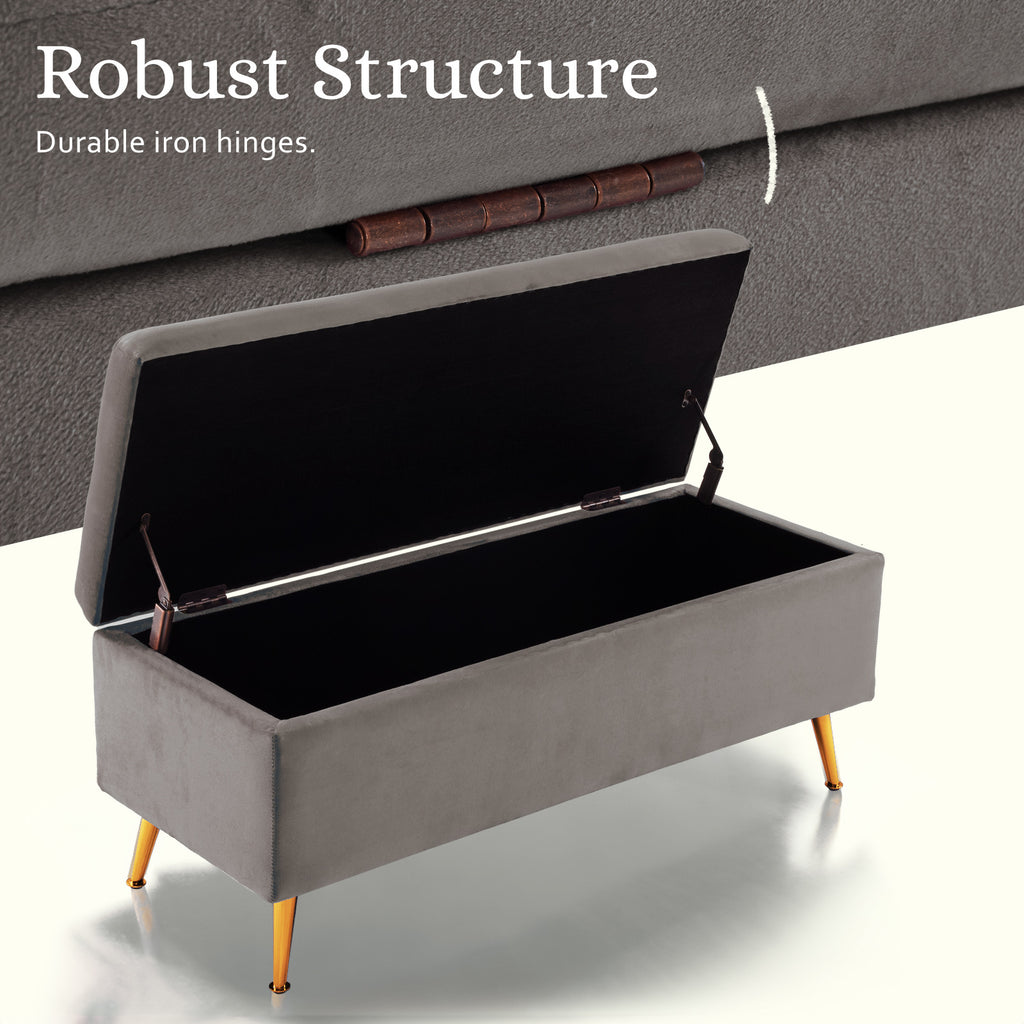 La Bella Grey Velvet Storage Ottoman
