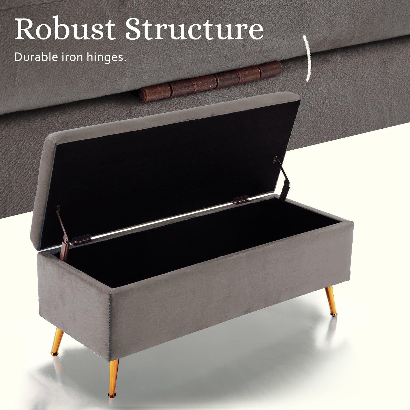 La Bella Grey Velvet Storage Ottoman