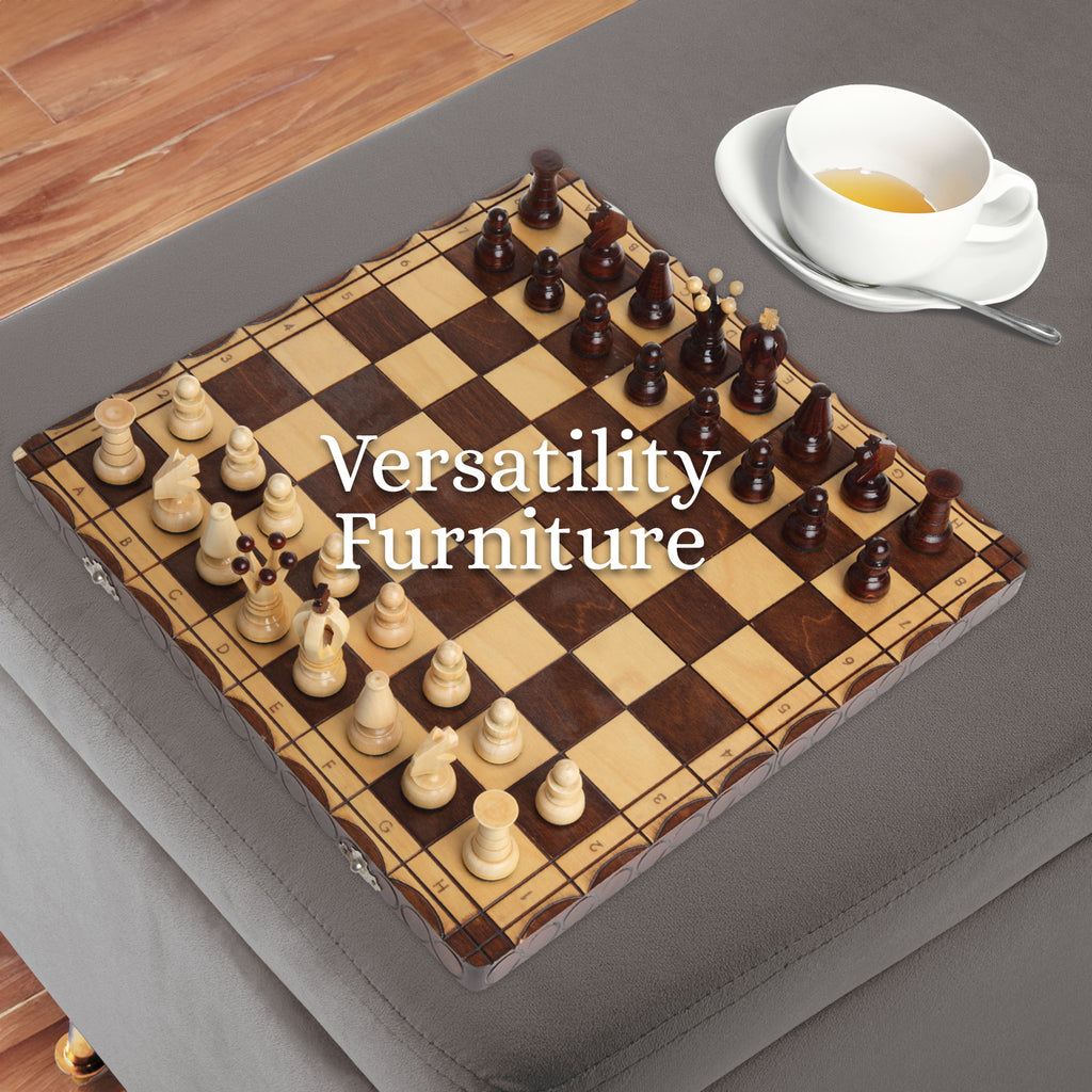 La Bella Grey Velvet Storage Ottoman