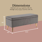 La Bella Grey Velvet Storage Ottoman