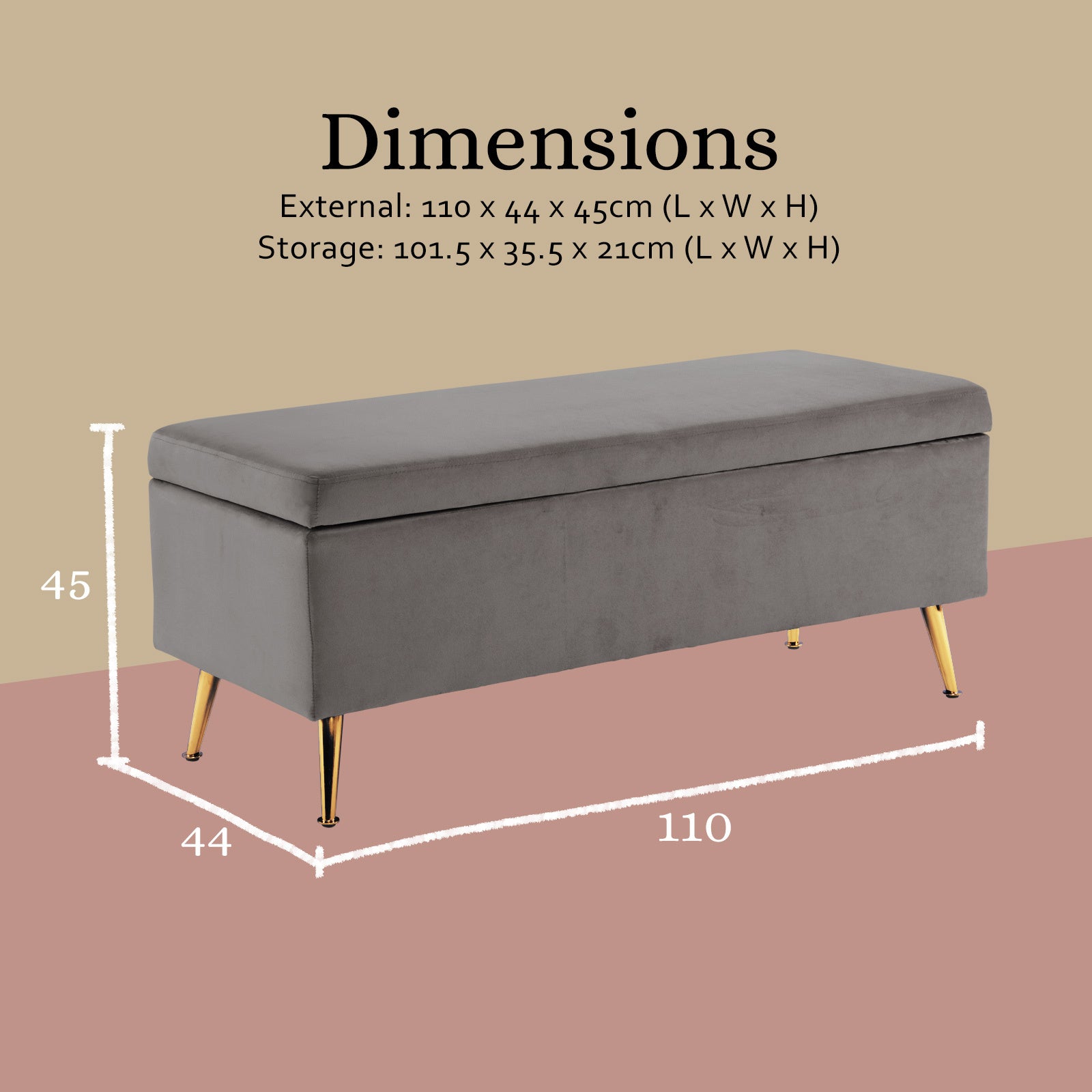 La Bella Grey Velvet Storage Ottoman