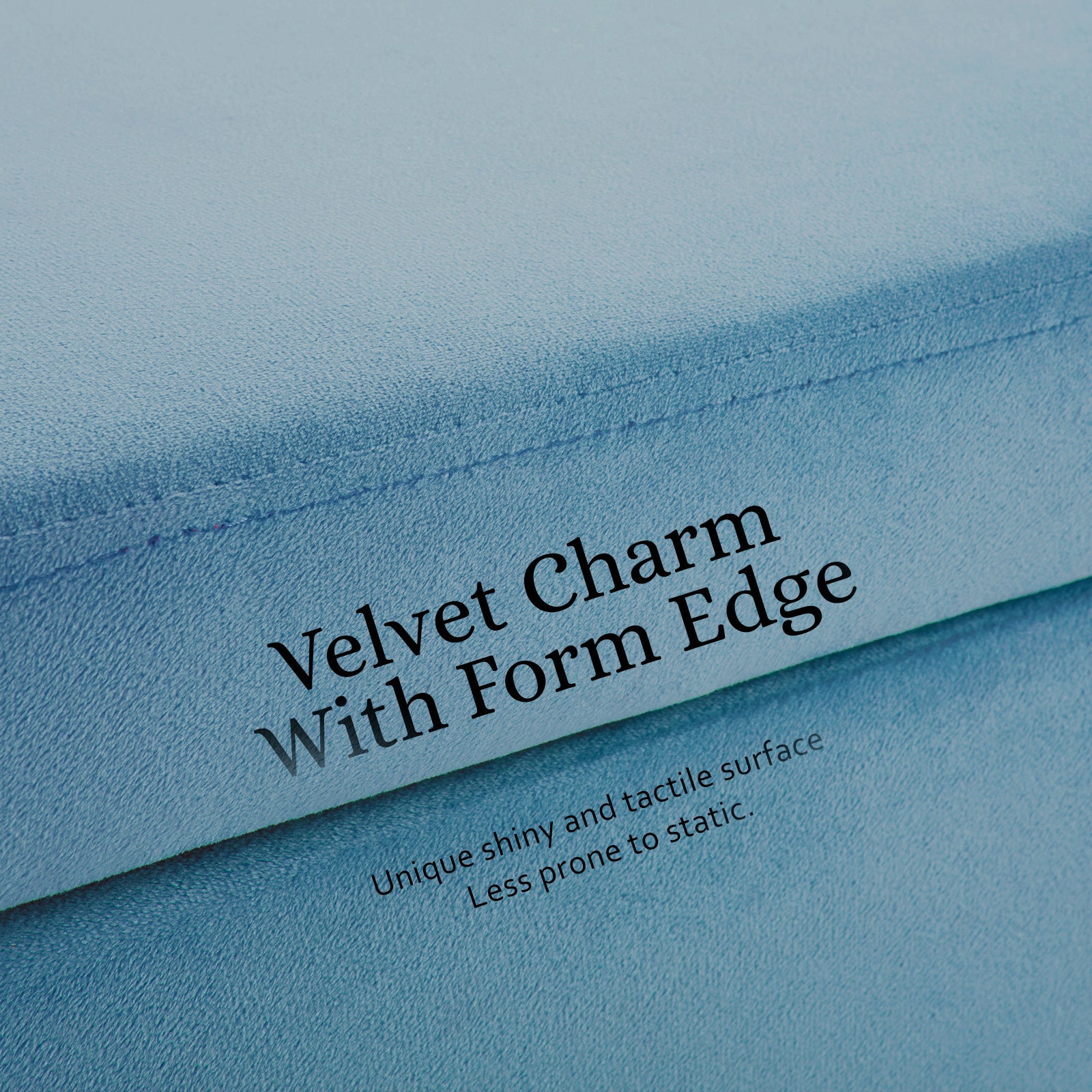 La Bella Ocean Blue Velvet Storage Ottoman