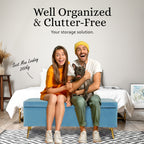 La Bella Ocean Blue Velvet Storage Ottoman