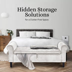 La Bella 132cm Beige Velvet Storage Ottoman