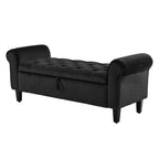 La Bella Black Velvet Storage Ottoman Bench