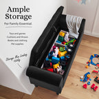 La Bella Black Velvet Storage Ottoman Bench