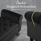 La Bella Black Velvet Storage Ottoman Bench