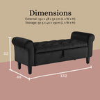 La Bella Black Velvet Storage Ottoman Bench