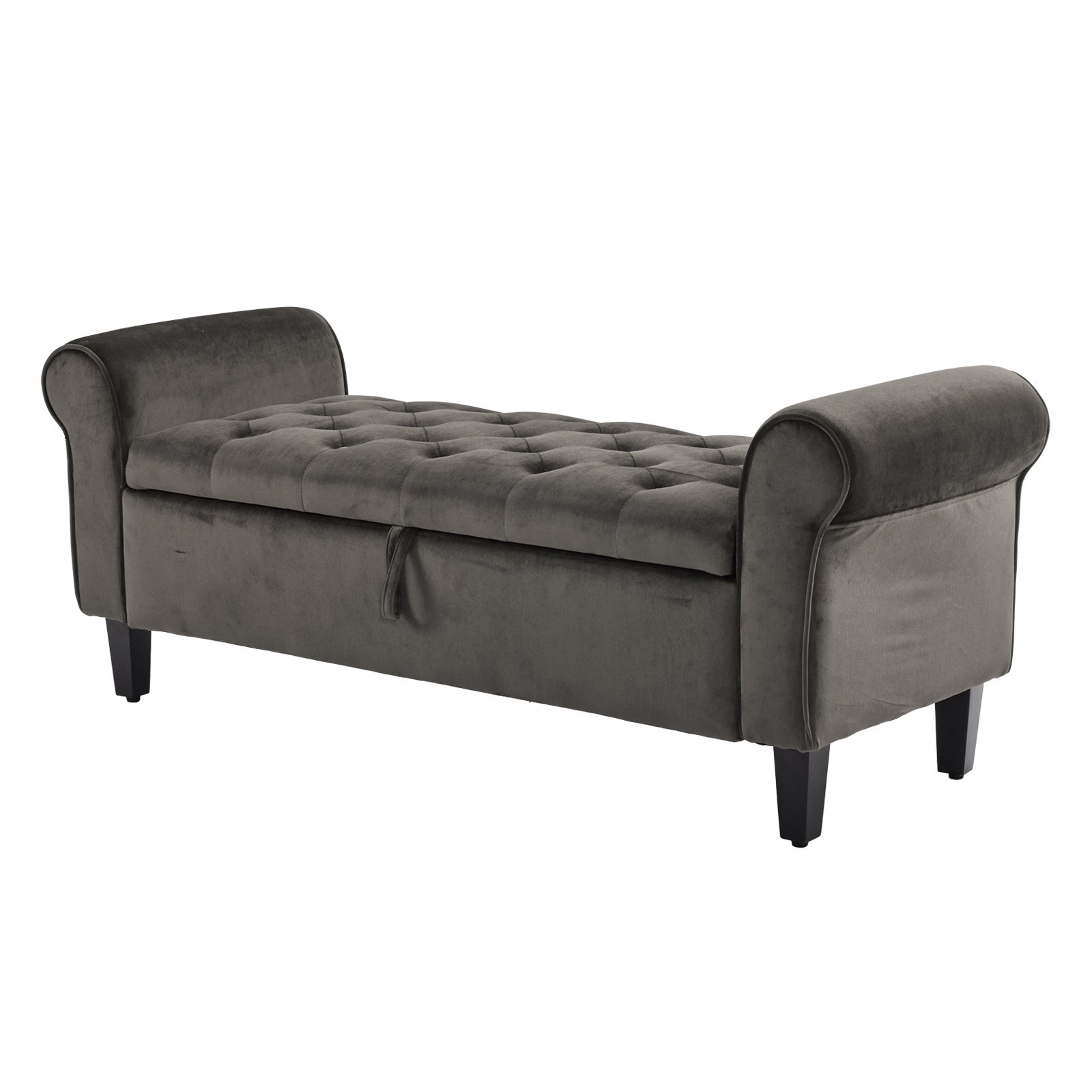 La Bella Grey Velvet Storage Ottoman